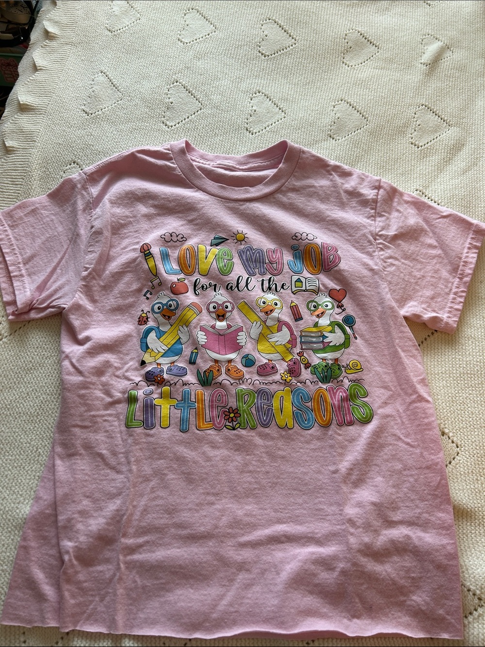 Pink Teacher Graphic Tee, size small - NWOT